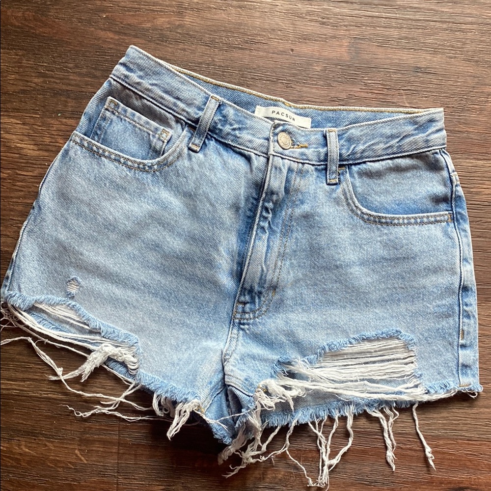 PacSun Blue High-Waist Jean Shorts destructed ☀️